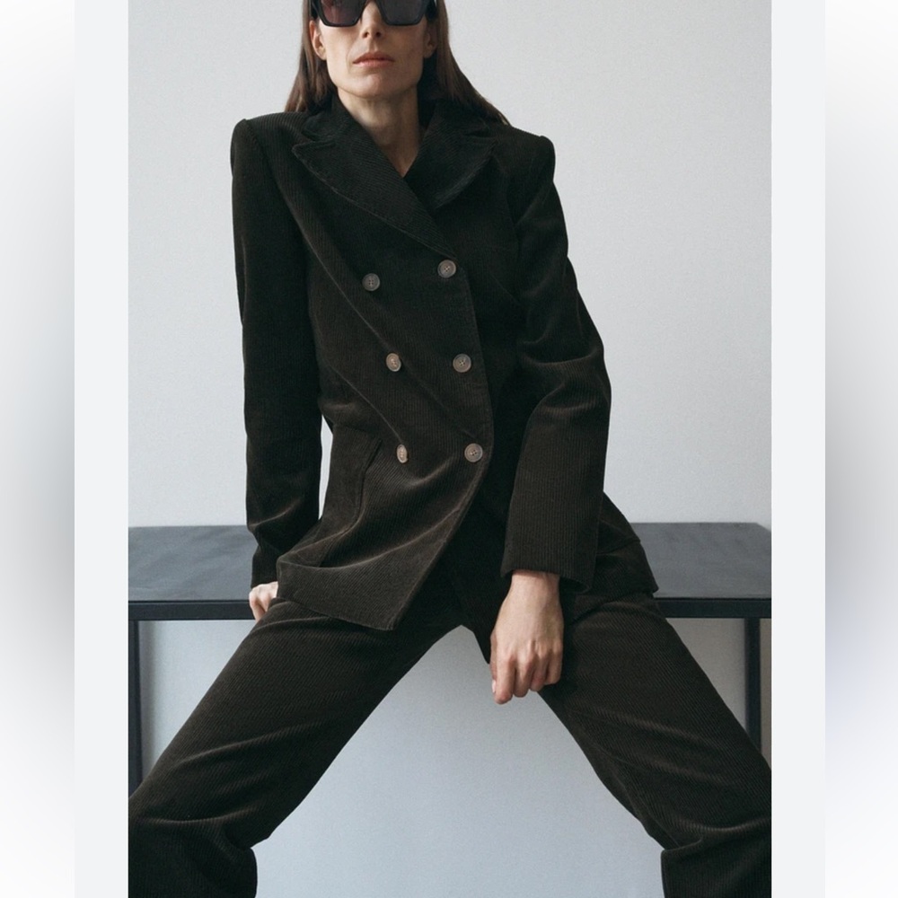 DOUBLE BREASTED CORDUROY BLAZER ZW COLLECTION